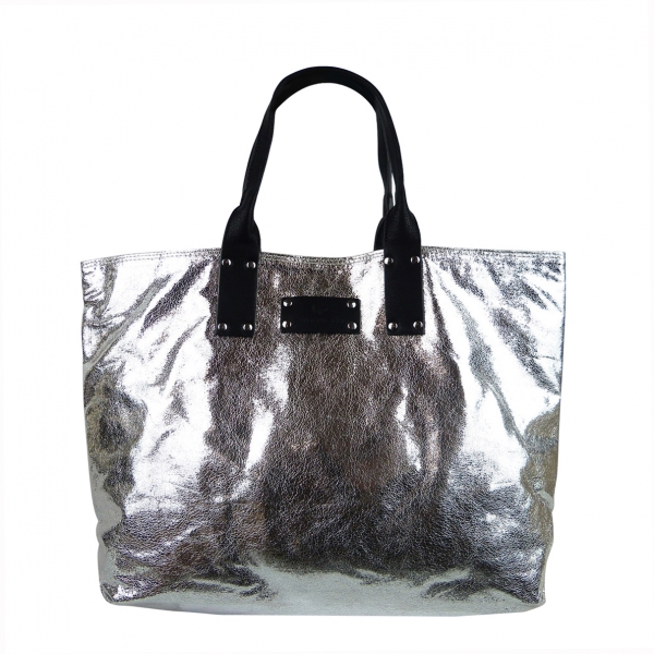 DAMEN SCHULTERTASCHE SHOPPER IN METALLIC LOOK UND JEANS SHCP631